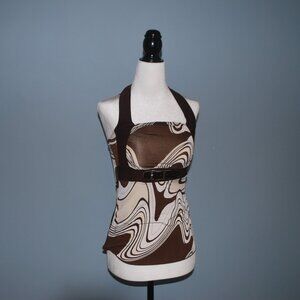 70s Inspired Brown Halter Top